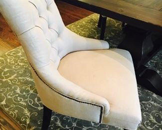 Restoration Hardware armchairs, tufted with Nailhead Backs (pair)
