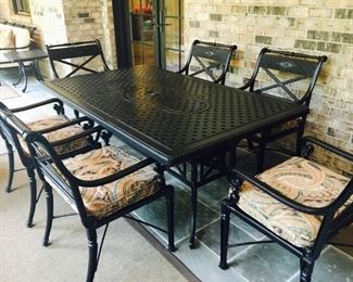 Frontgate Extending Cast-Top Dining Table in Onyx Finish, 44" x 76" (as shown with 1 leaf)