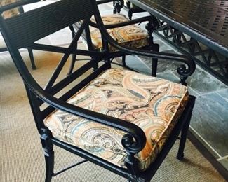 Frontgate, Carlisle Dining Armchairs, in Onyx Finish, with designer cushion (8 chairs)