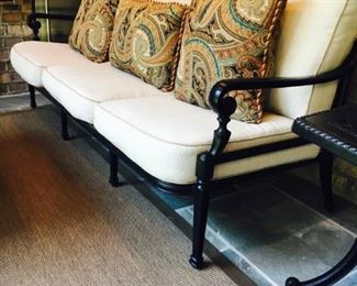 (2) Matching Frontgate, Carlisle Sofas with cushions and custom pillows in Sunbrella Fabric, 76x36x36