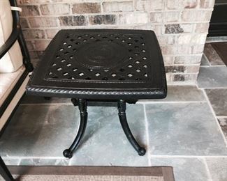 (3) Frontgate, Carlisle Cast-Top Side Tables in Onyx Finish, 24x24 