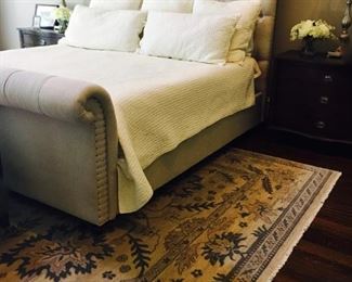 (2) Upholstered, tufted head boards and foot boards with frames - King Size, Whitley Galleries, Smith Brothers. (Mattress and box spring not included).