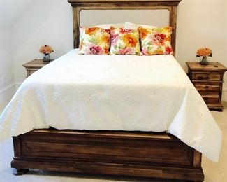 Pottery Barn Queen Bed Frame with Upholstered Headboard and Footboard