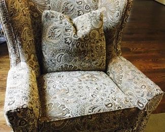 Custom Chair w/Pillow, Antique Brass Nail Head Trim, Smith Brothers/Whitley Galleries