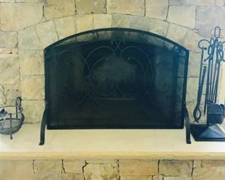 Pottery Barn Fireplace Screen and Tools