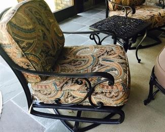 (2) Frontgate Orleans Swivel Rocking Lounge Chairs with Sunbrella Cushions