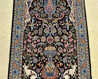 2.4x3.9 wool & silk Esfahan rug (BID ITEM)