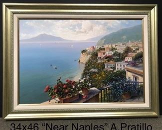 Pratillo, (Contemporary Neapolitan School),  oil on canvas, 36 x 47 in framed,  Gallery Price $3500. New Sale Price $1100.
