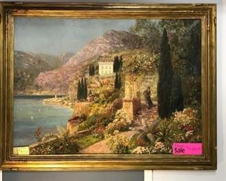 A. Arnegger, Lake Luguria, c. 1920. Oil on canvas, 48 x   60 in. framed. Gallery Price $25,000.  Sale Price $12,500.  One of the finest and largest Arneggers the artist created.
