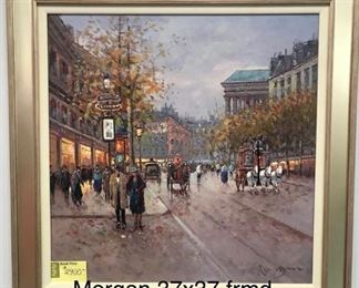Morgan, Paris at Dusk, oil on canvas, 37 x 37 in. framed. Gallery Price $3500.  Sale Price $1500.
