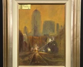 Robert Pernau, Dearborn Station, oil on canvas, 32 x 28 in. framed. Gallery Price $2200.  Sale Price $1400.