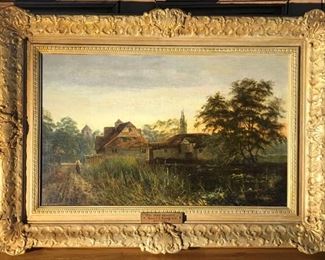 Yeend King, "Eventide", oil on canvas, 19 x 25in. framed, circa 1880.  Displayed in original frame.  Gallery Price $2100.   Sale Price$  1095.