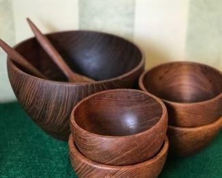Vintage Teakwood Salad Bowl Set