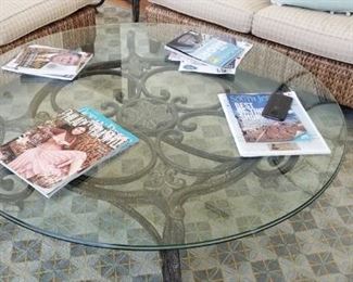 Wrought iron base coffee table