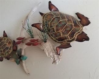 Metal & enamel aquatic wall art