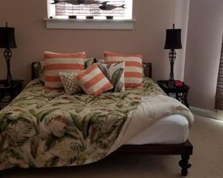 King size platform bed with cane headboard