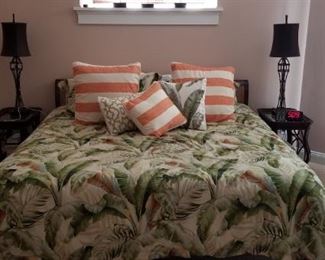 King size platform bed with cane headboard