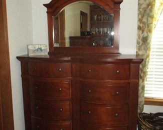 broyhill tall dresser and beveled mirror