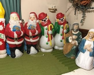 Large Collection Of Large Vintage Blow Mold Christmas Ornaments
    