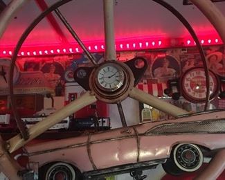 Love this Pink Cadillac  Steering Wheel with Clock