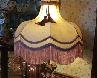 Cherub Lamp with Stunning Handmade Shade with Fringe
     (Height 36”)