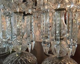 Pair of Victorian Crystal Candlesticks with Rare Prizms