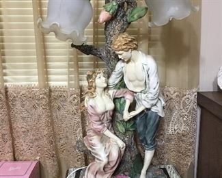 Gorgeous Couple from the Rubgis Collection with (2) Scalloped Globes/ Lights  ( Height 24” x 10” Base)