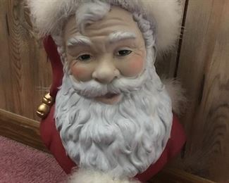 Vintage Ceramic Santa Bust 
    Old Time  Adorable Santa Face
(Height 18”) 