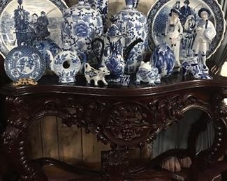 Large Collection Of Blue & White & Blue Willow Dishes