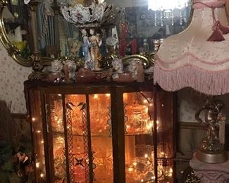 Beautiful Half Moon China Cabinet 
  (Width 41”  x  Height 44” & 
     Depth 15”)
3 Lovely Scalloped Glass Shelves