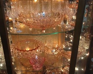 Collection of Pink Depression Glass Ware