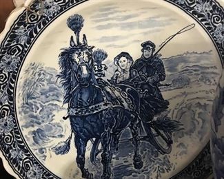 Pair of Victorian Blue & White Platters (Diameter 16”)