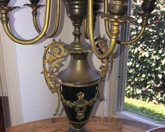 Antique Dore bronze candelabra made into lamp.   