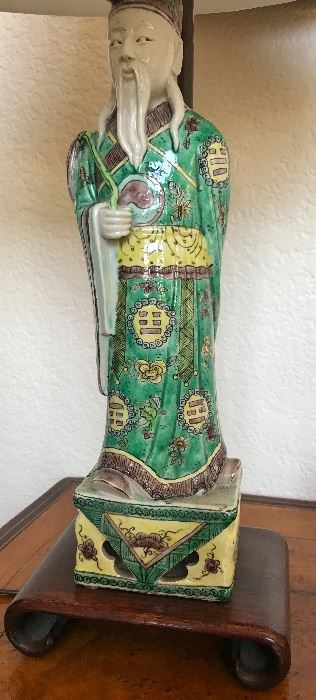 Antique Chinese figurine.  Lamp made but does NOT detract from figurine. 