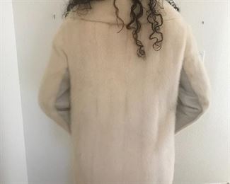 White mink and leather jacket  size 6