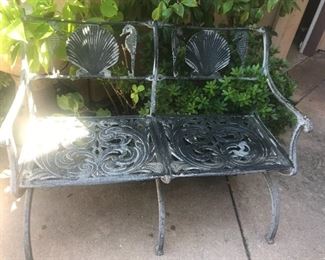 Great iron shell motif bench