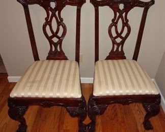 Pair Mahogany Chippendale Style Chairs