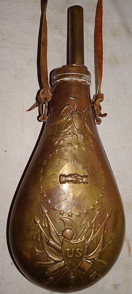 Early Brass Powder Flask
