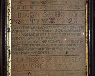 Early Dated 1737 Hand Stitched Sampler