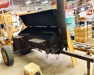 Barbecue and smoker with hitch and trailer