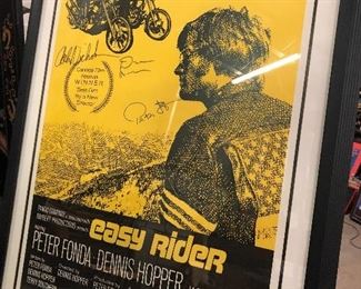 Autographed movie poster easy Rider autographed by Peter Fonda Dennis Hopper and Jack Nicholson