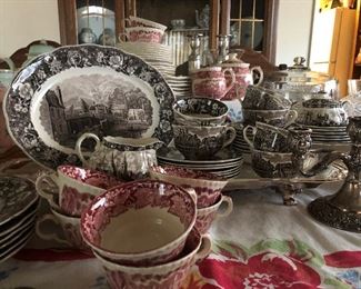 Antique Transfer Ware. The black set is said to have been produced specifically for The Waldorf Astoria NY