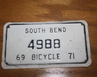 1969 SOUTH BEND BICYCLE LICENSE PLATE