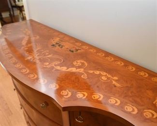 Beautiful Inlaid Marquetry Burl Wood Sideboard / Credenza