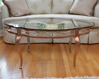 Metal Cocktail / Coffee Table with Glass Top