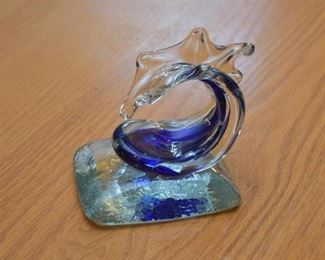 Art Glass Ocean Wave Paperweight