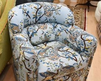 Whimsical Armchair with Peacock Upholstery