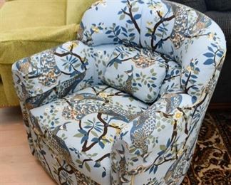 Whimsical Armchair with Peacock Upholstery
