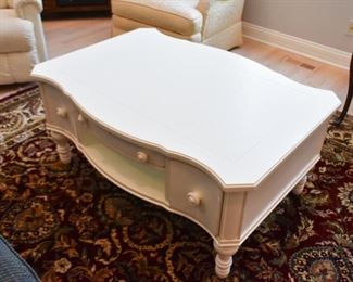 Cottage Chic White Coffee / Cocktail Table (has storage on both sides)