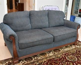 Walter E Smithe 3-Seat Sofa with Wood Accents